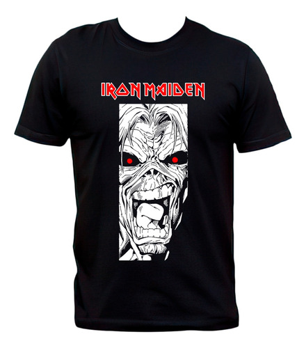 Remera Negra Iron Maiden Heavy Metal 100% Algodón