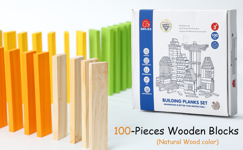 Juego De Bloques De Construcción De Madera De 100 Piezas