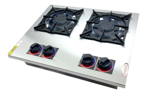 Fogão cooktop industrial gás Itajobi Fogões Alvenaria 2 Bocas inox prateado