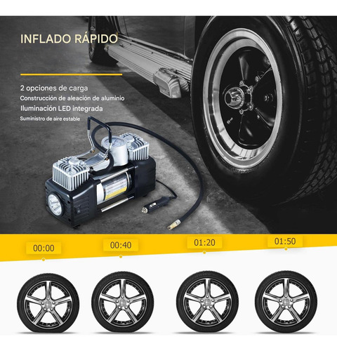 Kit Inflador De Aire 12 V Auto Vehiculo Maletin 150psi Negro 50 Hz/60 Hz Monofásica