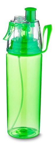 Garrafinha Squeeze Plástico Com Spray Borrifador Água Bike Cor Verde