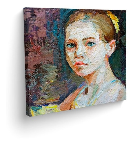 Imagen 2 de 9 de Cuadro Pintura Niña Renacimiento Canvas Decorativo Clásico