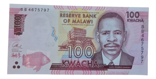 Billetes Mundiales: Malawi 100 Kwacha Año 2016 