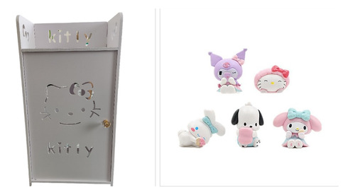 Pack Mueble Organizador Hello Kitty + 5 Figuras Sanrio