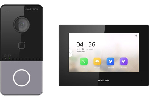 Intercomunicador de vídeo IP Hikvision DS-Kis605-P con pantalla blanca e intercomunicador