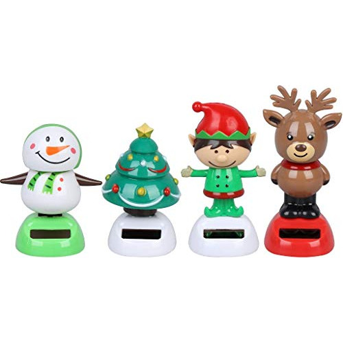 4 Solar Dancing Snowman Toy Solar Powered Dancing Elk I...