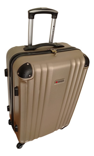 Mala Viagem Rígida Média Abs P/ Despachar 66cm 23kg + Capa Dourado Lisa (Usado)