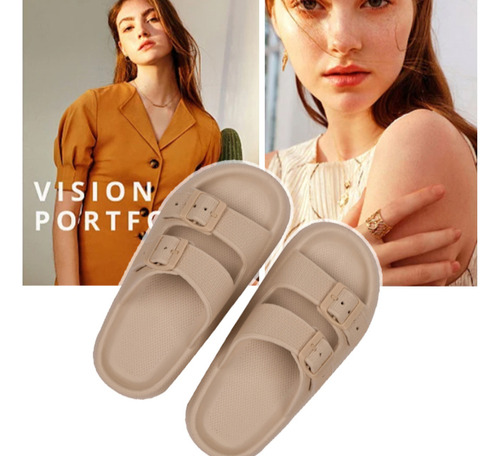 Sandalias De Interior Con Doble Botonadura, Suaves Y Cómodas
