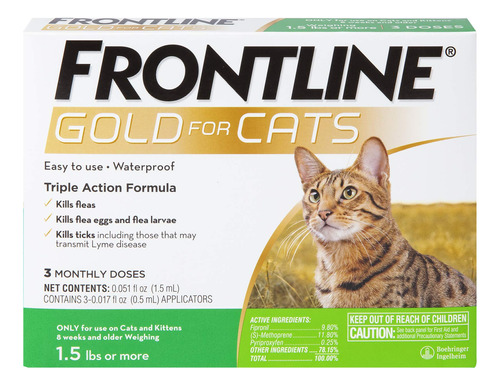 Frontline Gold For Cats Tratamiento De Pulgas Y Garrapatas (