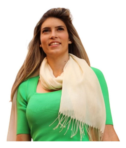 Cachecol Echarpe Pashmina Lenço Xale Manta Lisa Moda Cor Marfim Tamanho Único