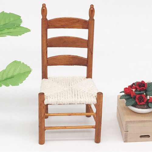 Silla Vintage De Madera En Miniatura Para Muñecas 1:12, Bric