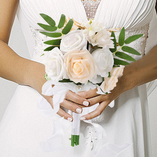 Ramo De Rosas De Seda De 11,4 Pulgadas Para , Ramo De Boda
