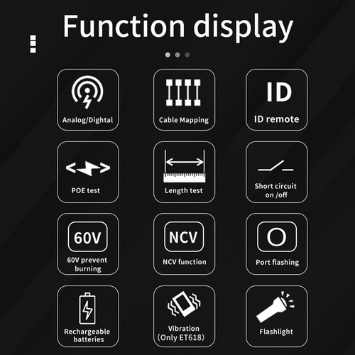 Verificador De Cabos Tooltop Et618 Lcd, Poe, Redesan