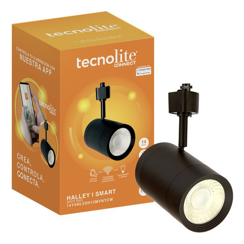 Lampara Spot Riel Led Inteligente 14w Atenuable Tecnolite Color Negro