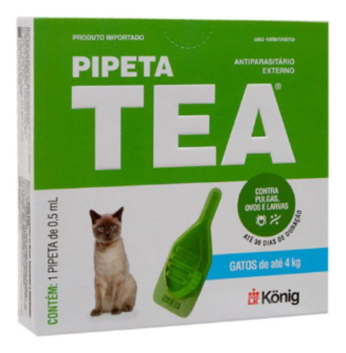 Antipulgas Pipeta Tea Gatos Até 4kg Konig