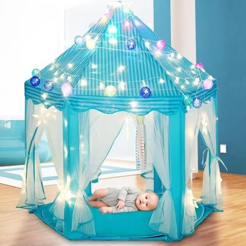 Barraca Infantil Tenda Iluminada Casinha Com Luzes Criança Cor Azul