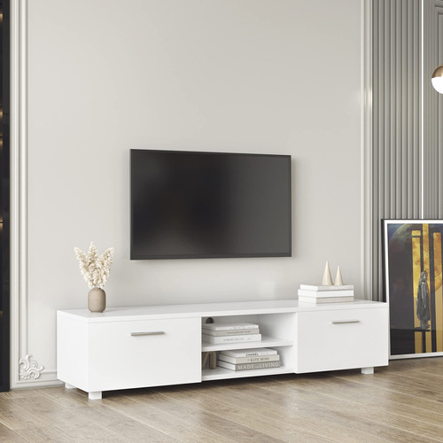 Voohek Moderno Soporte De Tv Con Orificios Para Roscar, Mesa