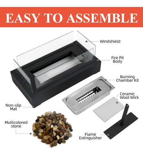 Chimenea De Mesa Pequeña En Acero Inoxidable Negro Interio