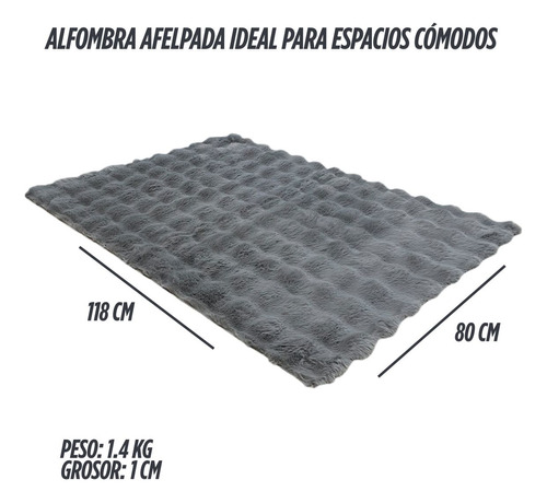 Alfombra Afelpada 118x80 Cm Tapete Suave Para Sala Y Cuarto Plateado