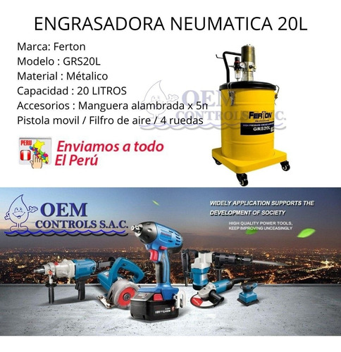 Engrasadora Neumática Profesional /20 Litros / Marca Férton