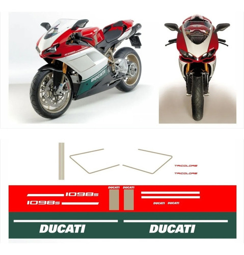 Kit Adesivos Emblemas Compatível Ducati 1098s Tricolore R468 Cor Padrão