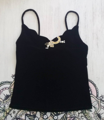 Musculosa Terciopelo Bordada