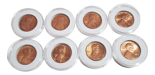 8 Monedas One Cent Un Centavo Estados Unidos Cobre Cápsula (Usado)