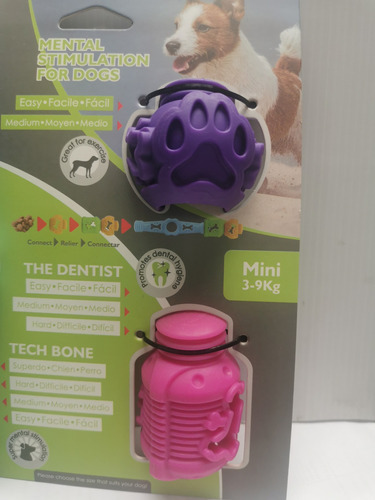 Juguete Para Perro Chico Rellenable3 Piezas Armables Color Azul