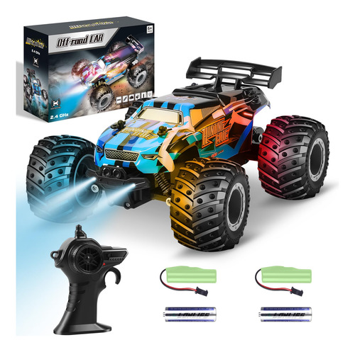 Auto A Control Remoto Con Faros Led Regalo De Navidad