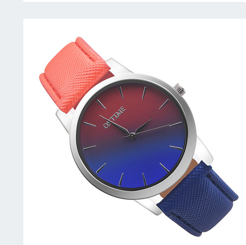 Juvenil Divertido Reloj Arcoiris Retro Para Mujer Dama Niña Correa Azul Marino Bisel Predeterminado Fondo Predeterminado