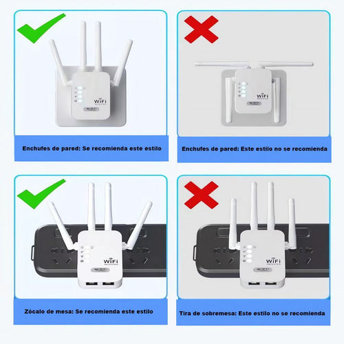 Amplificador Wifi Extensor Rango Repetidor Señal De 4 Antena 127v Color Blanco