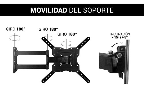 Soporte Tele 32 43 50 55 Extensor Reforzado Doble Brazo 30kg