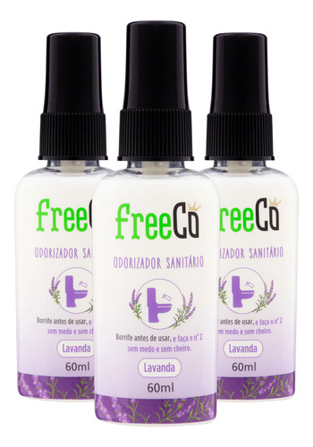 Kit 3 Freecô Odorizador Sanitário Borrifador Fragrâncias Fragrância Lavanda