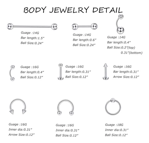 Lote De Piercing De Joyería Cuerpo De 120 Uds., Lote D...