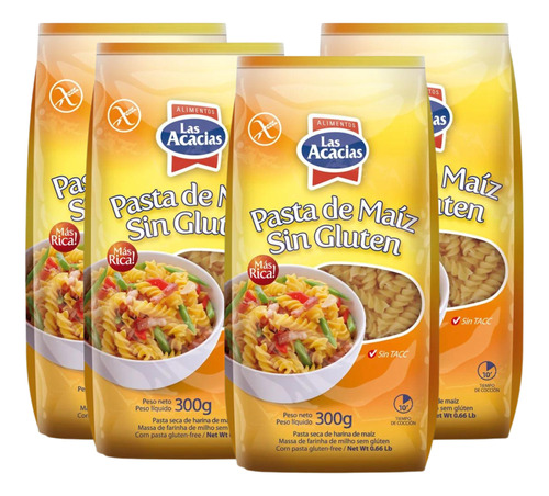 Fideos De Maíz Sin Gluten  Las Acacias 300g X4 Uni -graviola