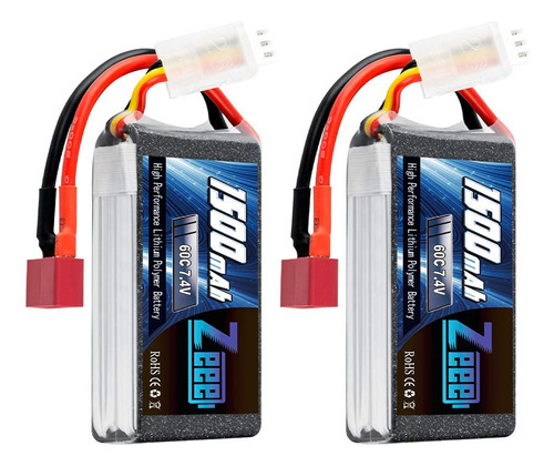 Zeee Batera Lipo De 7.4 V 60 C 1500 Mah 2s Rc Con Enchufe De