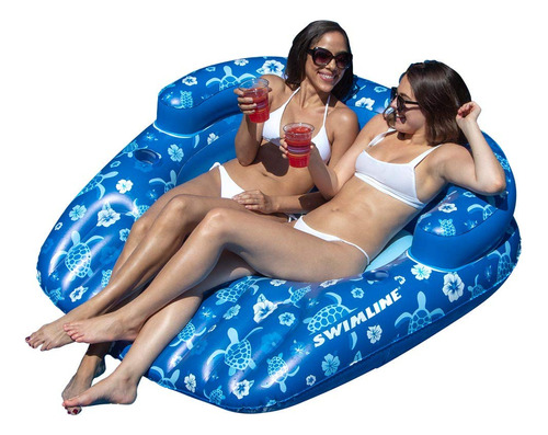 Swimline Flotador Tropical Para Piscina Doble Tumbona, Azul,