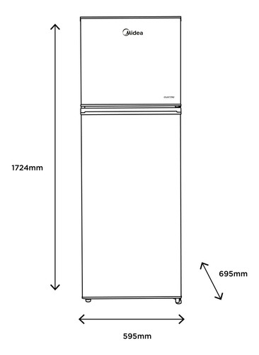 Refrigerador Midea Top Mount Inverter Quattro Lake Silver 12 Pies Cúbicos