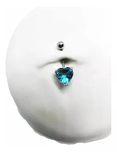 Piercing De Umbigo Azul Aço - Grande