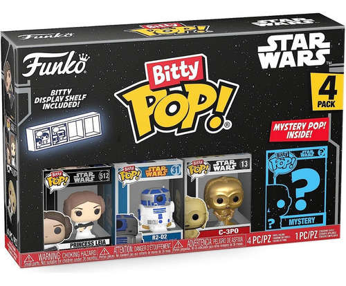 Funko Bitty Star Wars Leia, R2-d2, C-3po e Bitty Mystery