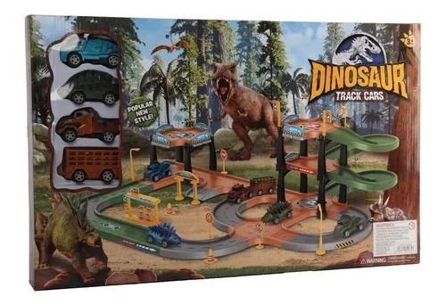 Pista De Auto De Dinosaurio Juguete Con 4 Autos Niños