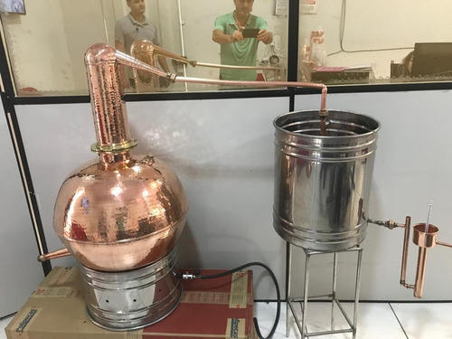 Alambique Pinga Cachaça De Cobre 50 L C/ Fogão Inox 