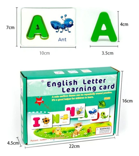 Juego Didáctico Tarjetas Madera Aprendizaje Abc Inglés.f