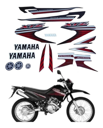Kit Adesivos Yamaha Xtz 125 2007 Preta Resinado 10033