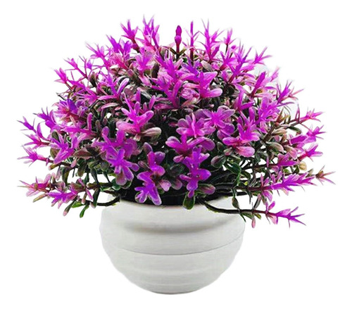 5 Adorno En Maceta De Flores Falsas, Bonsái De Rojo Violeta