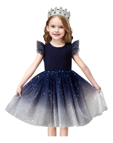 Vestido De Princesa De Tul De Cielo Estrellado Para Niñas