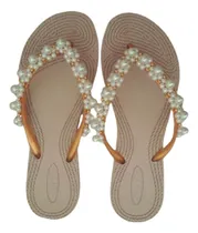 Comprar Ojotas Decoradas. Dorado Beige Finas. Talle 37\u002F38 Y 39\u002F40