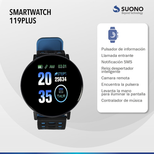 Reloj Inteligente Smartwatch Plus Pulsera Bluetooth Color de la malla Azul
