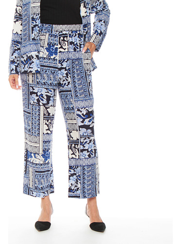 Pantalon De Lino Wados Estampado Con Cintura Elasticada