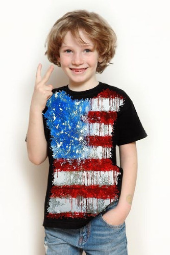 Camisa, Camiseta Criança 5%off Bandeira Estados Unidos Usa